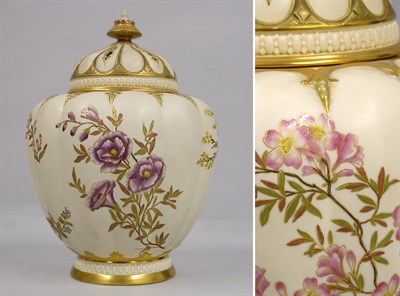 Lot 521 - Royal Worcester Porcelain Covered Rose Jar...