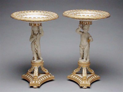 Lot 558 - Pair of Copeland Porcelain Tazzas Each part...