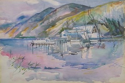 Lot 298 - William Zorach 1887-1966 HOUSE WITH DOCK,...