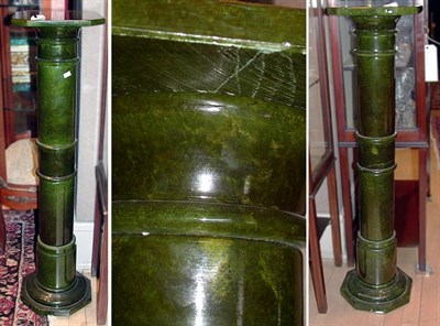 Lot 609 - Pair of Green Stained Alabaster Columnar...