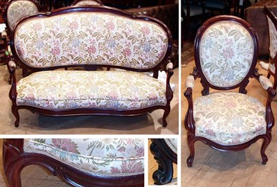 Lot 415 - Assembled Victorian Upholstered Mahogany Salon...