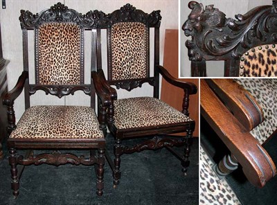 Lot 162 - Pair of Renaissance Style Upholstered Oak...