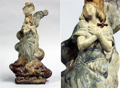 Lot 140 - French Pottery Figure of Joan of Arc Signed.