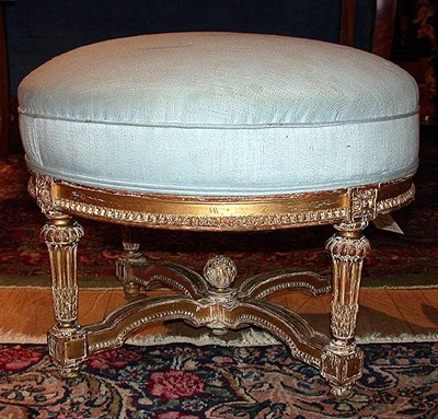 Lot 447 - Louis XVI Style Gilt-Wood Upholstered Circular...