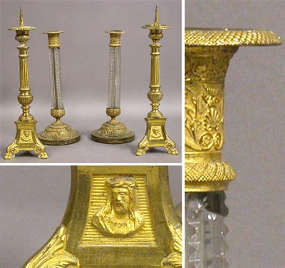 Lot 115 - Pair of Empire Style Bronze and Cut Glass...
