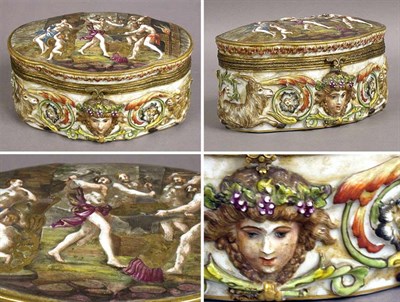 Lot 166 - Capodimonte Porcelain Hinged Top Box Of oval...