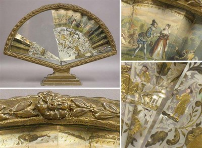 Lot 196 - Continental Fan Depicting scenes from 18th...