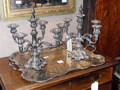 Lot 307 - Pair of Silver Plated Five-Light Candelabra...