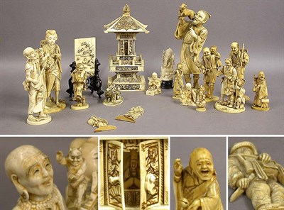 Lot 191 - Group of Chinese, Japanese and Indian Ivory...
