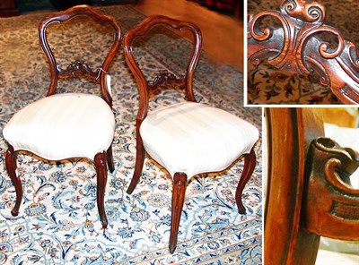 Lot 285 - Set of Six Victorian Walnut Dining Chairs