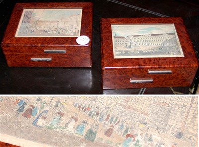 Lot 145 - Two Figured Maple Cigarette Boxes Inset with...