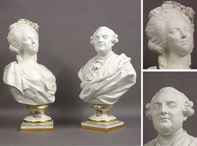Lot 112 - Pair of Sevres Style Bisque Busts Depicting...