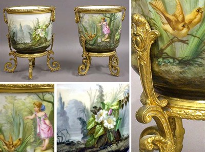 Lot 110 - Pair of Old Paris Porcelain Gilt-Metal Mounted...