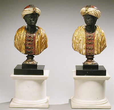 Lot 120 - Pair of Continental Marble Busts of Turbaned...