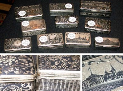 Lot 214 - Group of Ten Russian Silver and Niello Snuff...