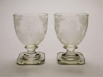 Lot 157 - Two Russian Engraved Footed Glass Bowls Early...