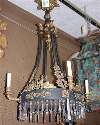 Lot 405 - Empire Style Bronze Four-Light Chandelier Hung...