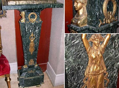 Lot 201 - Empire Style Gilt-Bronze Mounted Green Marble...