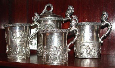 Lot 165 - Group of Four Russian Silver Mugs Bears marks...