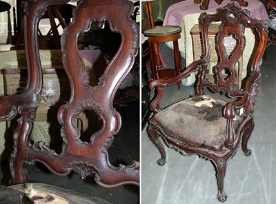 Lot 697 - Rococo Style Upholstered Mahogany Fauteuil