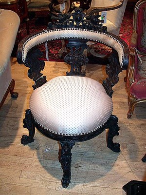 Lot 680 - Baroque Style Mahogany Upholstered Corner Chair