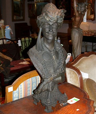 Lot 641 - Patinated-Metal Bust of an Officer in Turkish...