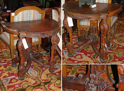 Lot 640 - Pair of Louis XIV Style Mahogany Consoles...