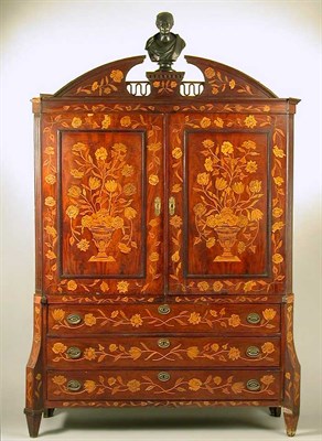 Lot 657 - Dutch Marquetry Inlaid Mahogany Linen Press...