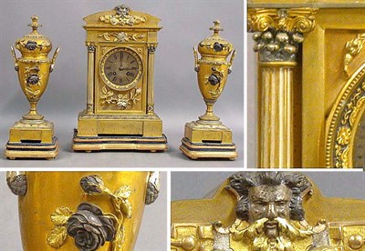 Lot 350 - Victorian Gilt-Metal Three-Piece Clock Garniture