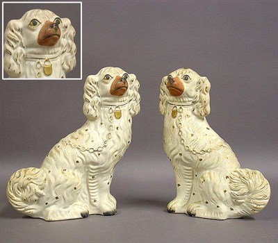 Lot 645 - Pair of Staffordshire Pottery Spaniels Height...