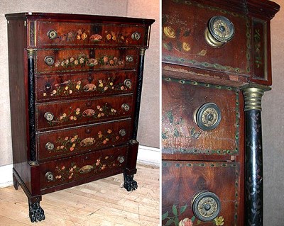Lot 231 - Empire Style Partially Painted Mahogany Chest...