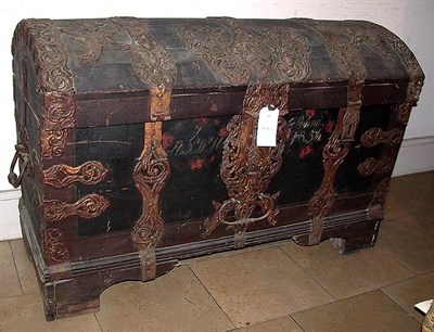 Lot 663 - Continental Baroque Wrought Iron Bound Painted...