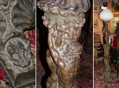 Lot 673 - Baroque Style Gilt and Bronzed Pottery Figural...