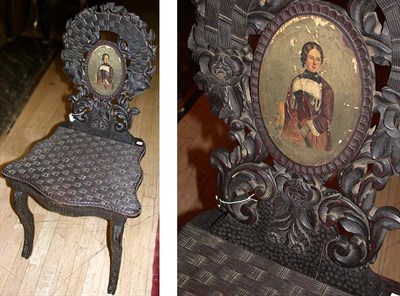 Lot 671 - Continental Rococo Revival Walnut Hall Chair...