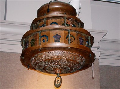 Lot 636 - Turkish Style Pierced Copper Two-Tier Lantern...