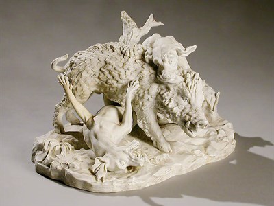 Lot 688 - Sevres Bisque Figure of a Boar Fighting a...