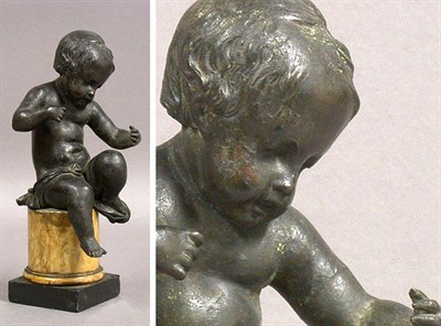 Lot 676 - Louis XV Style Bronze Figure of a Seated Putto...
