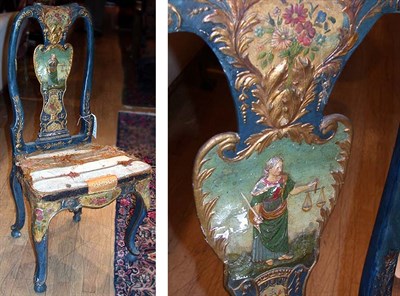 Lot 677 - George II Style Ebonized and Painted Hardwood...