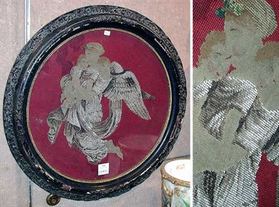 Lot 710 - Victorian Beaded Needlepoint Roundel Diameter...