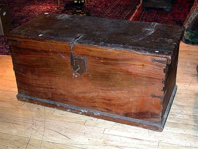 Lot 704 - Continental Iron Bound Teak Lift-Top Chest...