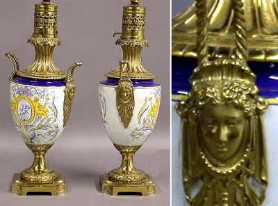 Lot 472 - Pair of Faience Style Lamps