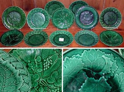 Lot 232 - Group of Twelve Green Majolica Plates
