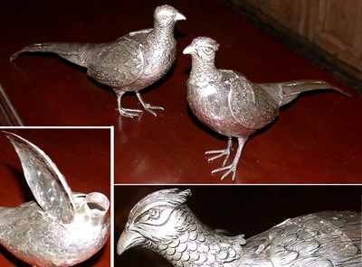 Lot 288 - Pair of German Silver Pheasants Total...