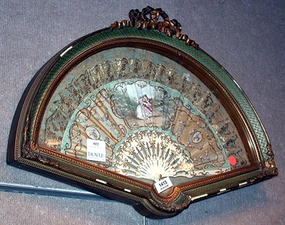 Lot 612 - Continental Painted Silk and Ivory Fan In a...