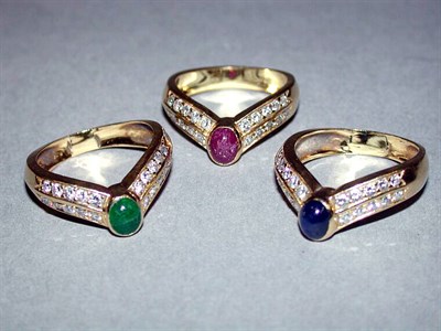 Lot 163 - Three Diamond and Stone 'Stack' Rings