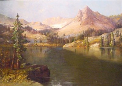 Lot 6 - Manner of Bierstadt MOUNTAIN LAKE Bears...