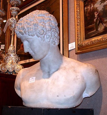 Lot 401 - Classical Style White Marble Bust of Adonis...