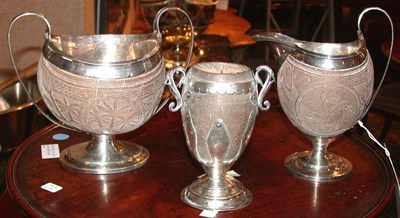 Lot 270 - Group of Three Silver Plated Coconut Articles...