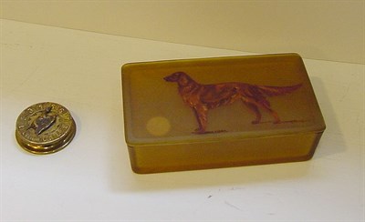 Lot 36 - Amber Frosted Glass Hinged Box decorated with...