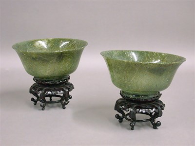 Lot 187 - Pair of Chinese Jade Bowls Each of flared...
